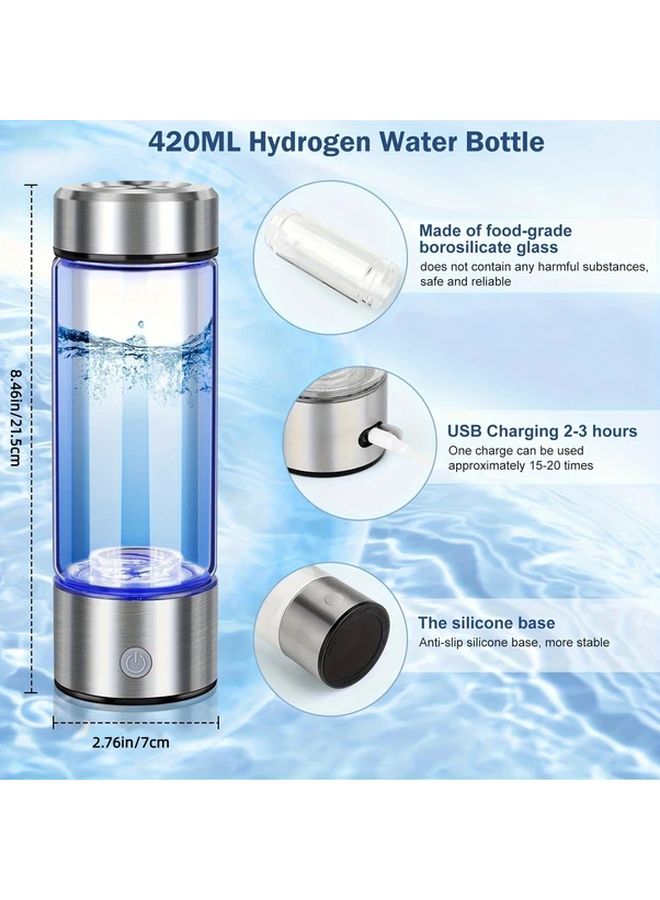 2pcs Silvery White Portable Hydrogen Water Bottle SPE PEM Generator For Home Travel Sports - Image 3